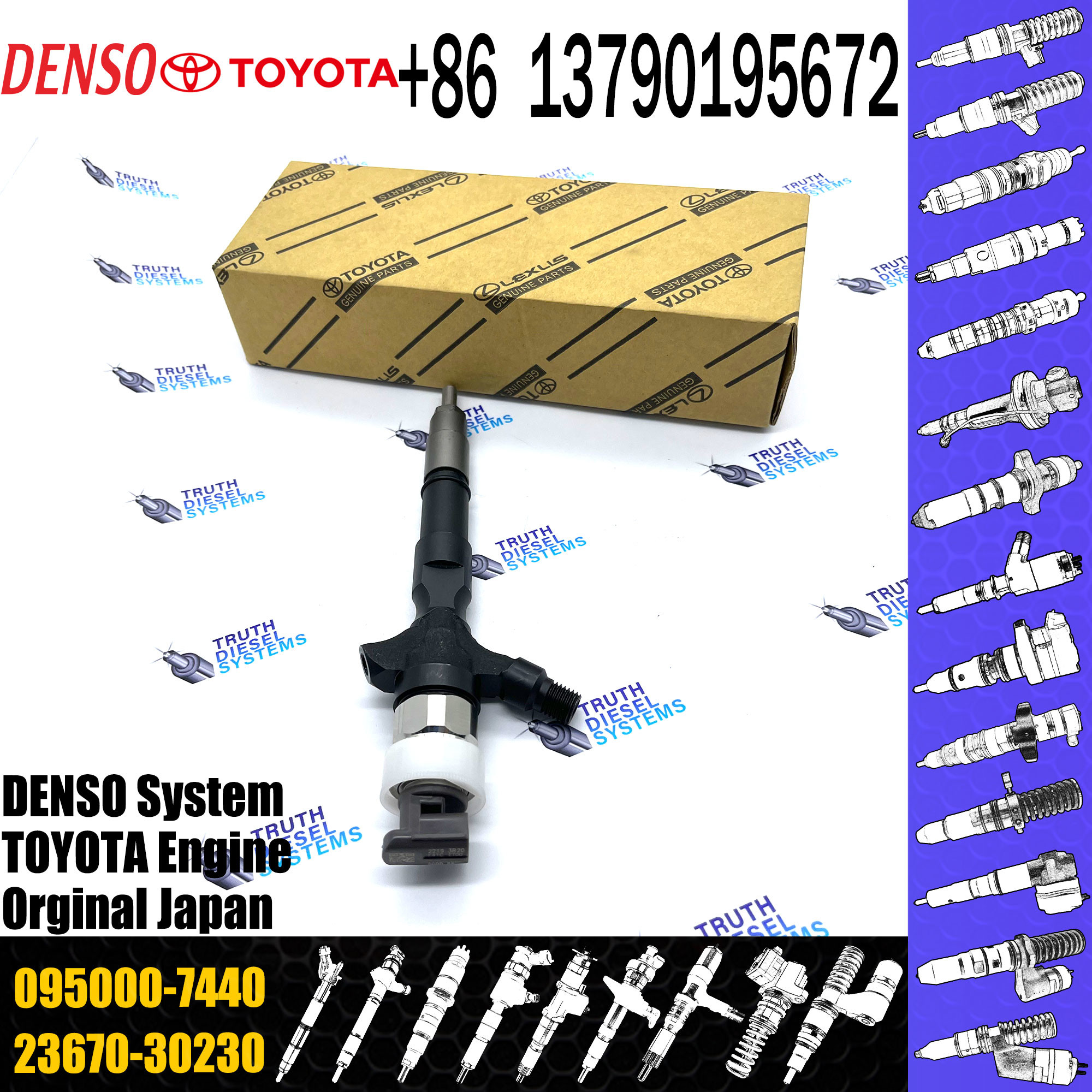 0950007440 Injector Nozzle 23670-39225 23670-39265 Diesel Injector Nozzle Assy 095000-7440 For TOYOTA 23670-30120 23670-