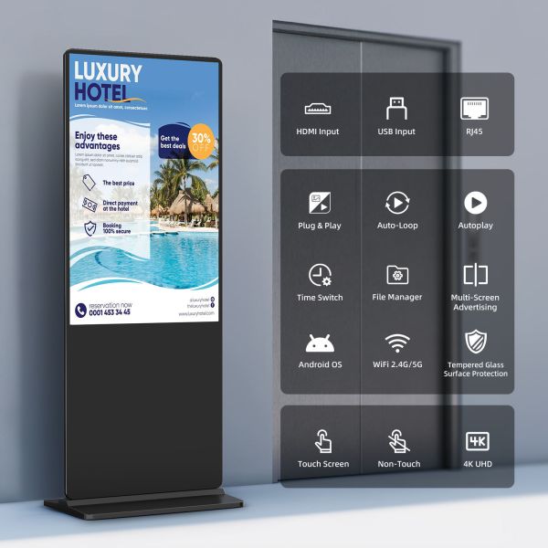 Infrared Touch Screen Digital Signage with Full HD Resolution and Multi-OS Support for Interactive Display