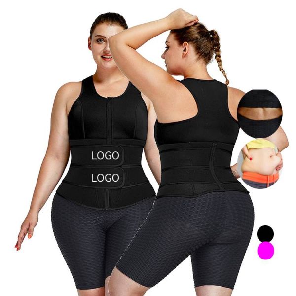 Full Slips Type Women'S Shaper Waist Trainer Vest with Front Zipper and Wide Shoulder