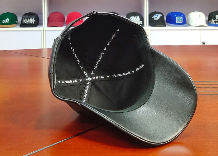 High Quality Leather Fabric Emboss Logo Custom Velcro Closure Baseball Curve Brim Cap