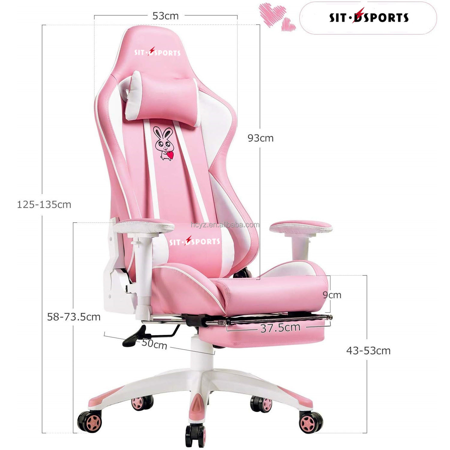 Customize Pink LED RGB Computer PC Game Chair Gaming PU Leather Silla Gamer with 2D Armrest
