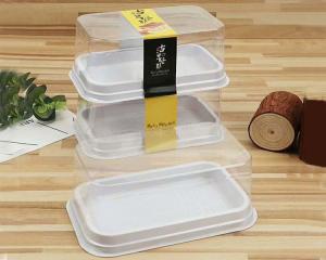 China Transparent Cake trays rectangular Disposable Sushi container with lid on sale
