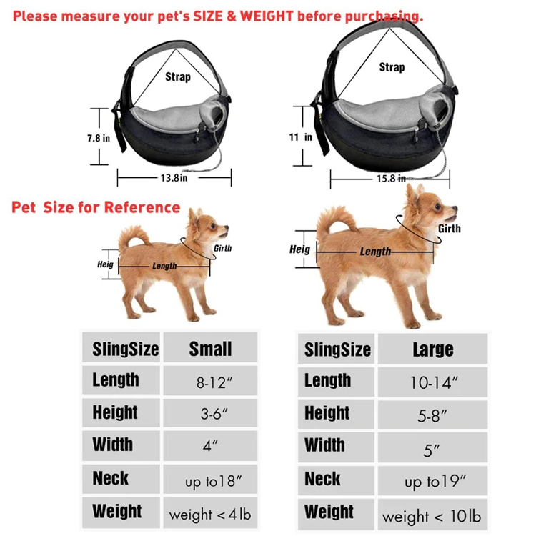 Pet Travel Bag Neck Sling Strap Stuff Tote Adjustable Backpack Cat Dog Carrier Bag