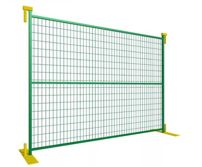 Yellow Galvanized Canada Temporary Construction Fence Panel With Clips And Base