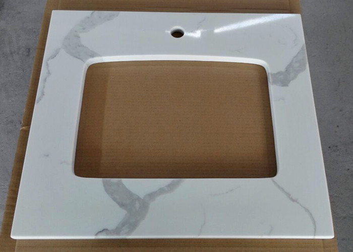 22" Wide Calcutta Quartz Bathroom Vanity Tops Anti - Stain Quartz Tile Countertop