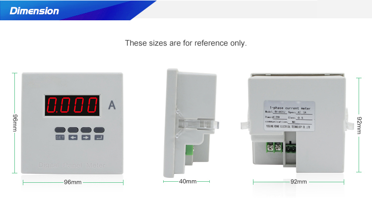 J model 96*96 mm Single Phase LED Current Ampere Meter