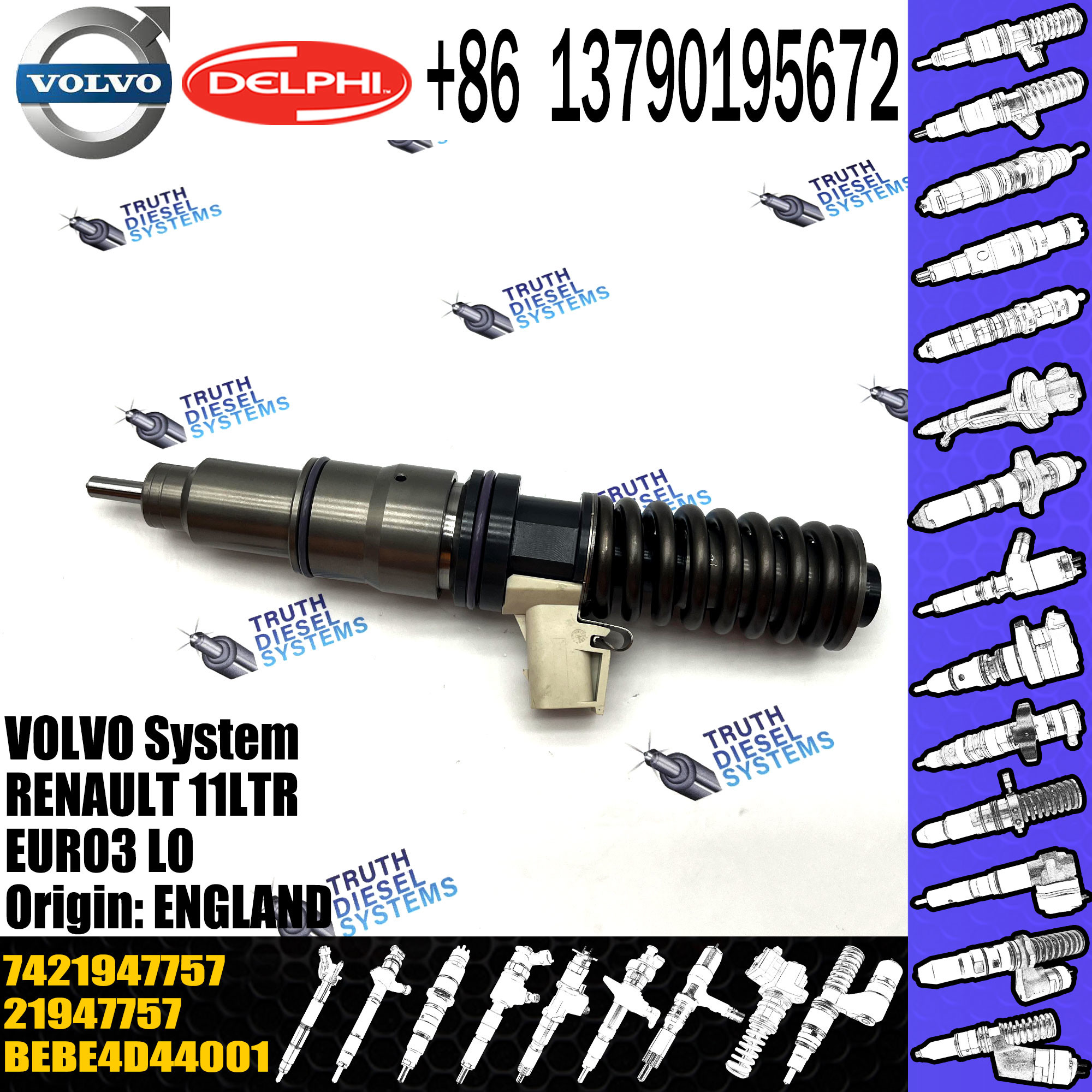 High Quality Diesel Fuel Injector 21947757 7421947757 BEBE4D44001 For 11LTR EURO3 LO