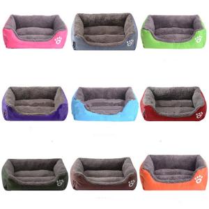 China Candy Color Footprints Dog Kennel Bed For Husky Pet Cat Pad on sale
