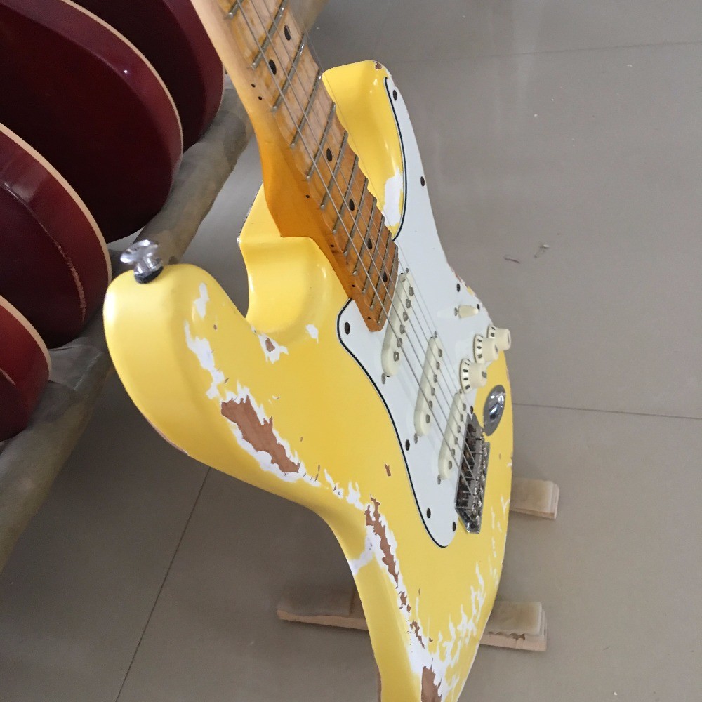 Maple scalloped fingerboard relic classical st electric guitar,handmade aged st guitar