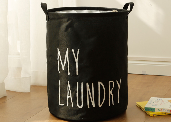 Puting Foldable canvas washing laundry clothes basket toy storage bag large box customized my laundry blue grey black