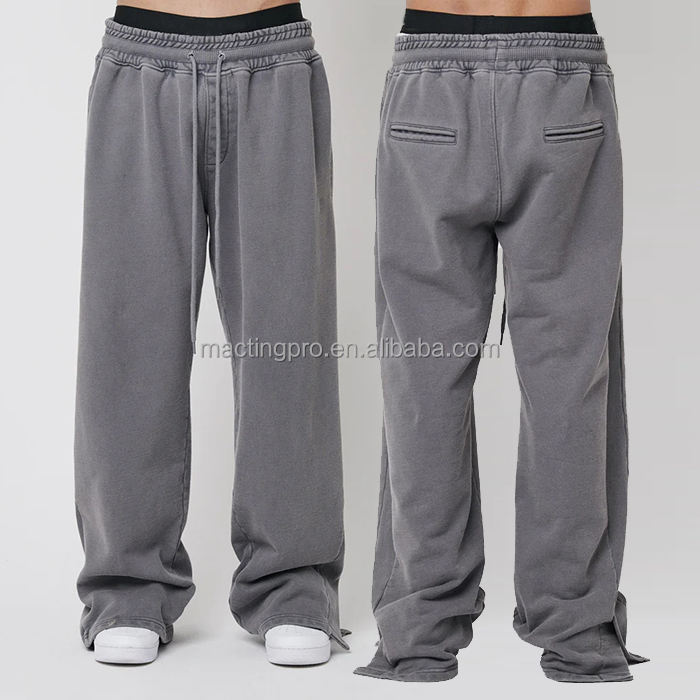 Men's 2024 Spring Summer Wide Leg Sweatpants with Custom Logo and Heavyweight Fabric