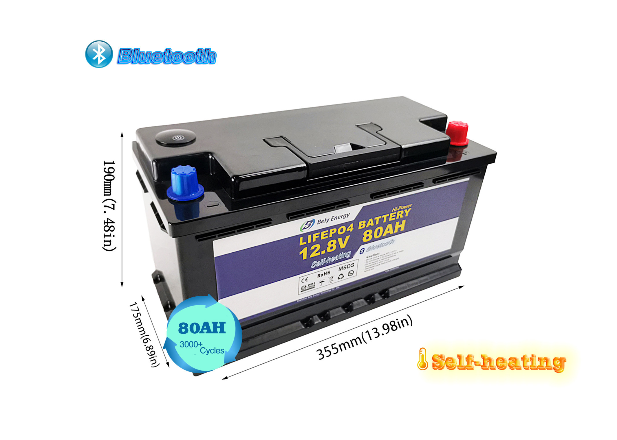 Grade A Bluetooth Lithium Iron Phosphate Battery 12V 80Ah For Robot