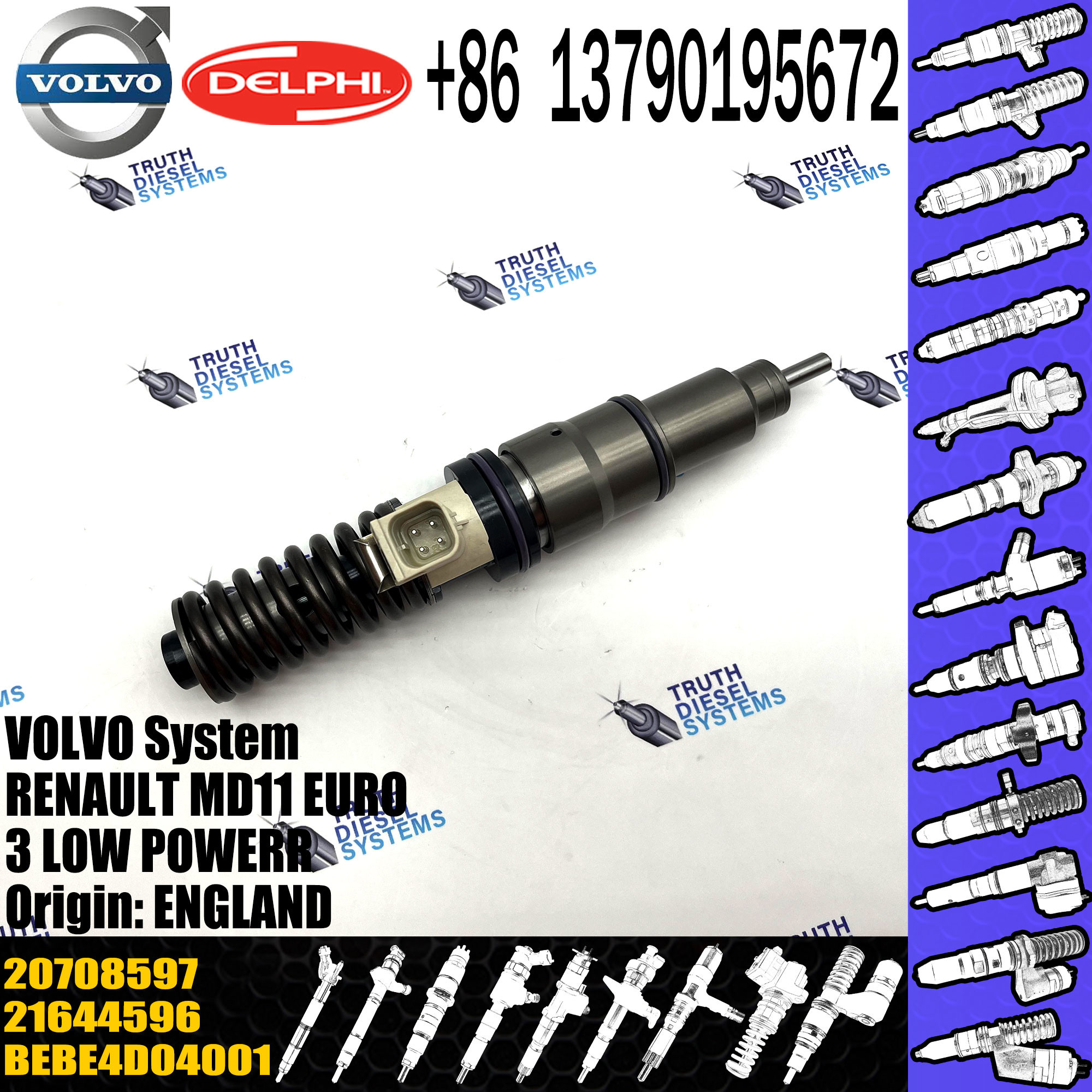 Diesel Engine EUI Injector BEBE4D04001 5001867216 7420708597 20708597 21582094 For VOL MD11