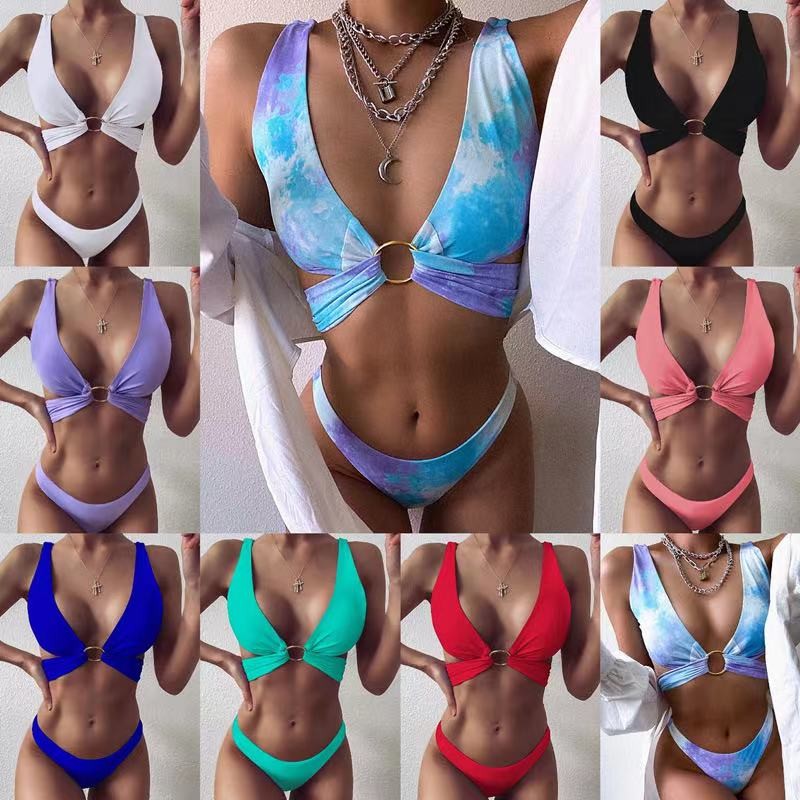 Heart Chain Swimming Suits Bikini Fashion Solid Color Ladies Sexy Swimsuit Bikini