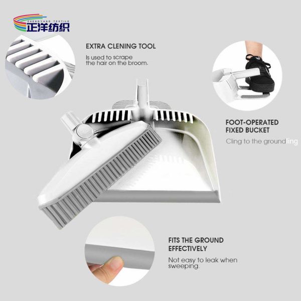 Stainless Steel Small Broom Dustpan Set Combo TPR Bristle Rotatable