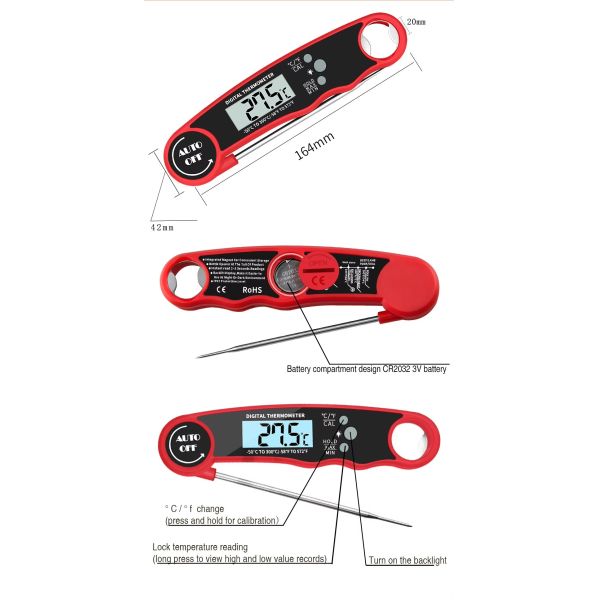 DTH-138R Instant Read Meat Thermometer Digital Kitchen Cooking Food BBQ Candy Oven Thermometer