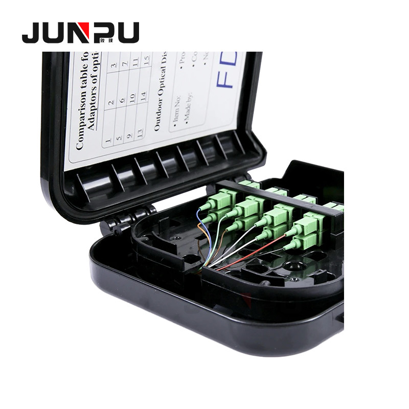 FTTH fiber optic Distribution Box 8 port black ABS material IP65