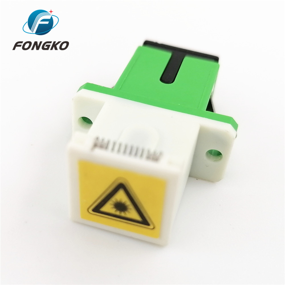 White Auto Shutter Single Mode SC APC Coupler Optical with Metal Shrapnel Green