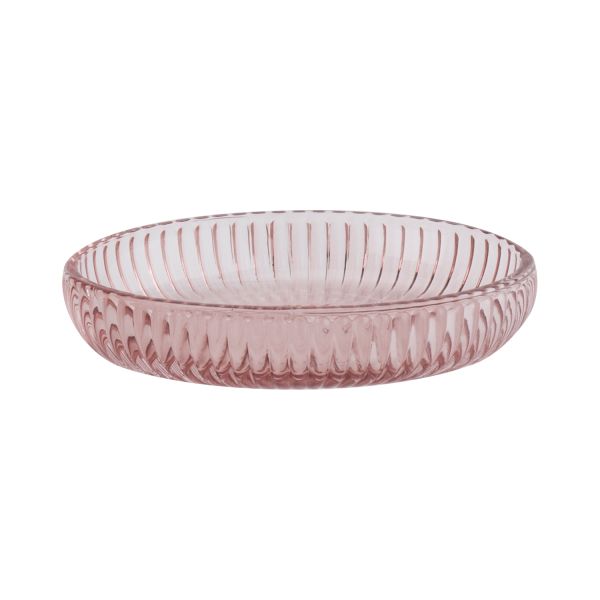 Pink Glass Bathroom Sets Pumpkin Shape Vertical Stripe Glass Lotion Dispenser Bottle Bathroom Countertop Accessories