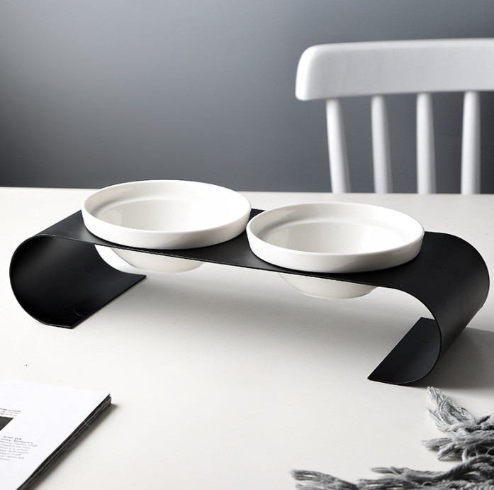 Elevated Ceramic Dog Cat Bowls for Food and Water