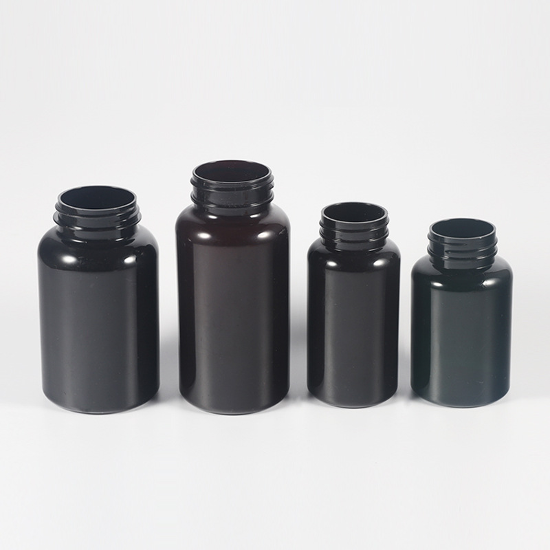 Wide Mouth Clear Blue Frosted Pill Supplement Capsules Empty Vitamin Plastic Bottle with Screw Cap Capsules Tablets PET Bottle
