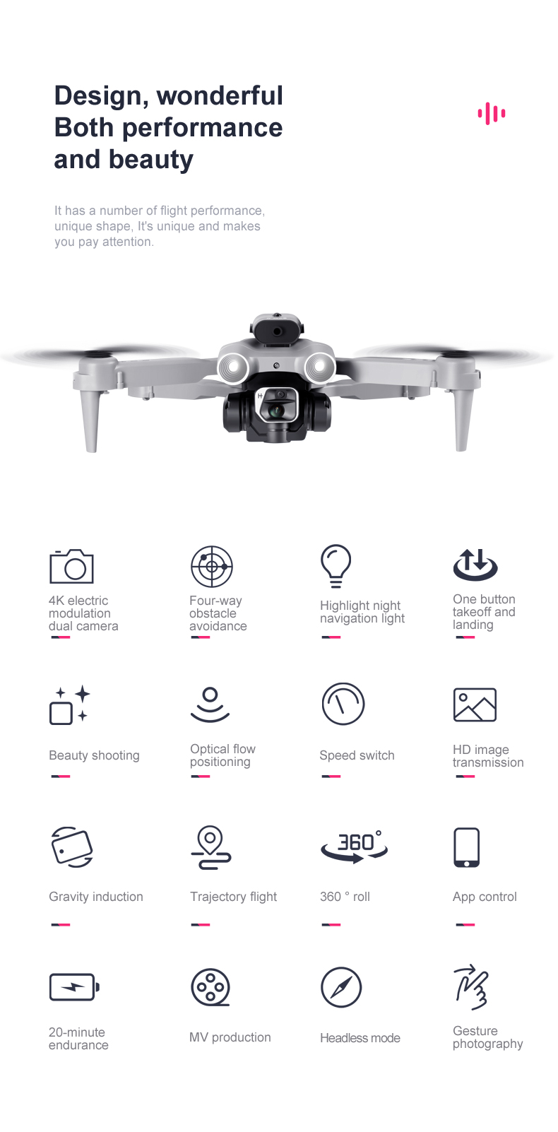 K9 Mini Drone Maximum Flight Time 10-20min Beginner Operator Skill Level 4k HD Dual Camera Four-sided Obstacle Avoidance