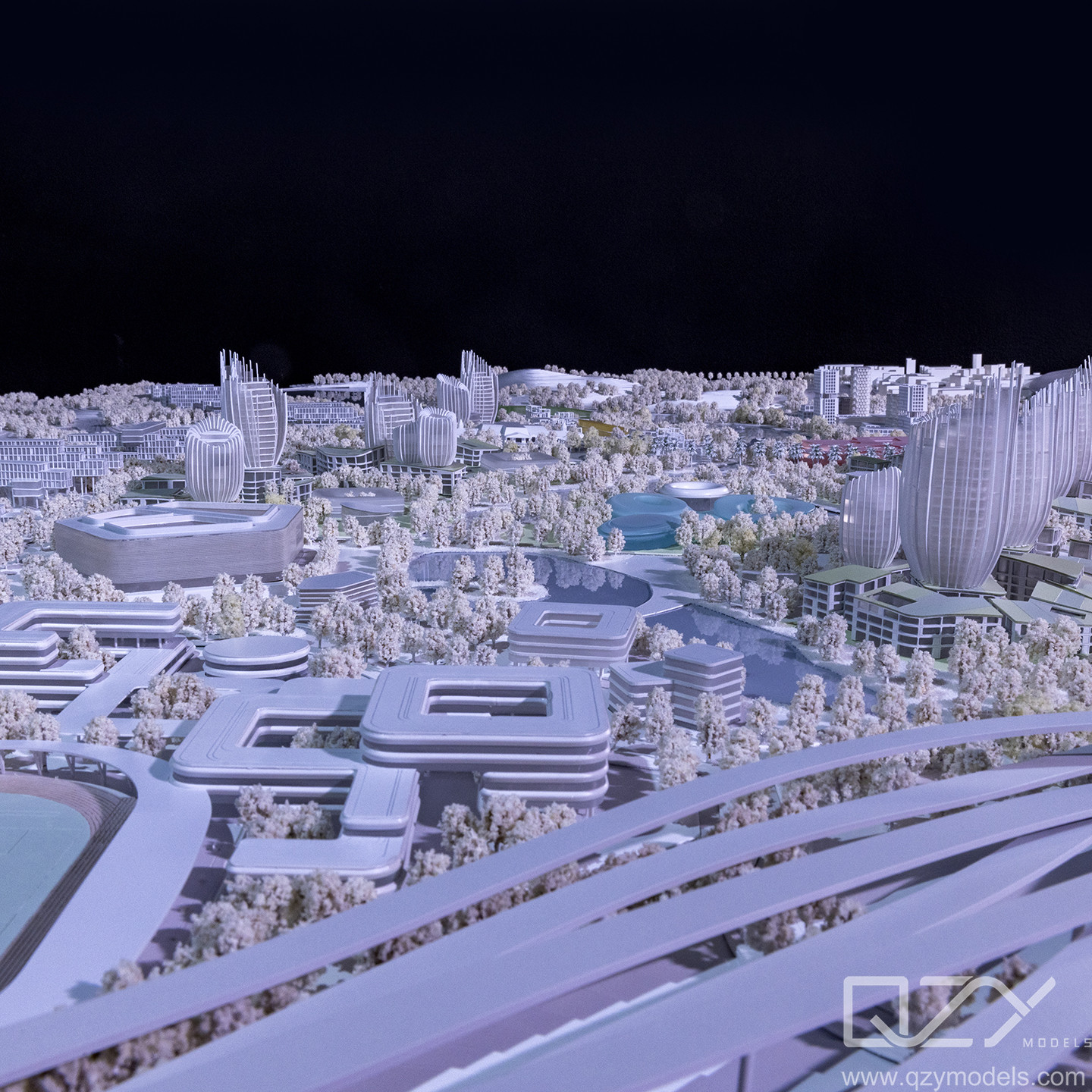 Base Miniature Building Models Aedas 1:1000 Scale Shenzhen Jiuwei Project