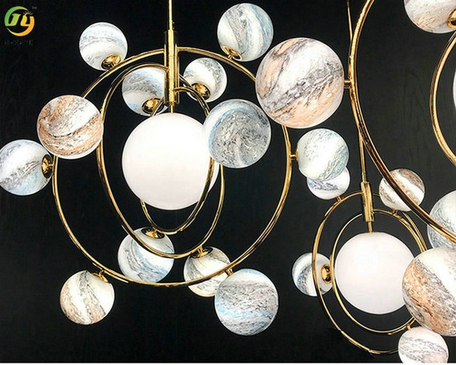 Nordic Ring Hanging Kitchen Earth White Glass Decoration Modern Pendant Light