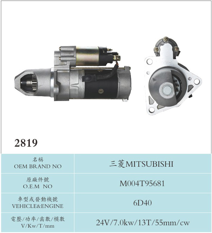 Industry Machine Mitsubishu Starter Motor Engine Spare Parts M004T95681 6D40