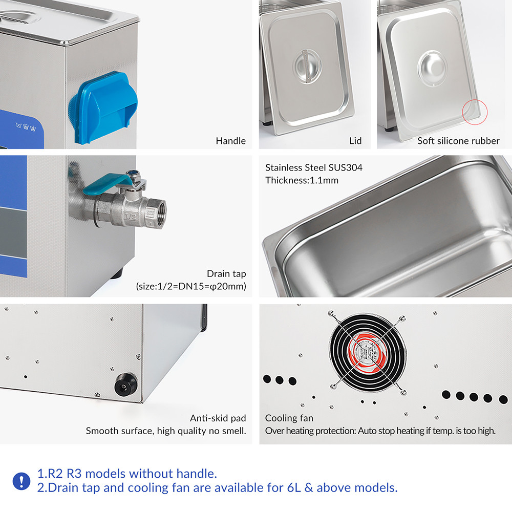 Timer Temperature Display Digital Ultrasonic Cleaner 150w 6l