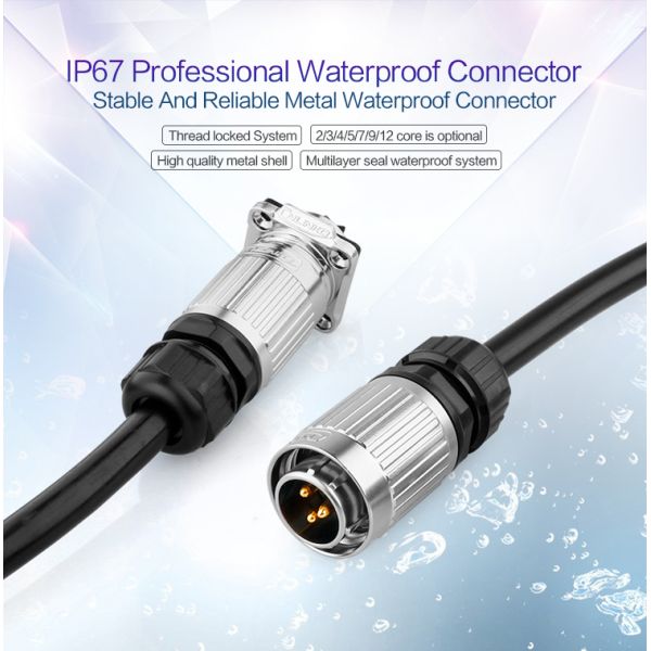 IP68 Waterproof Plug and Socket With 2 Pin More Than 12 Volt Cable Connectors for Power