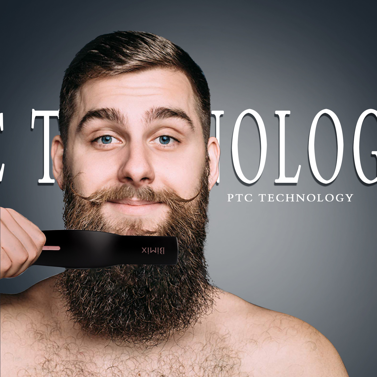 Black PTC Heating 4 Temperatures Ceramic Beard Brush