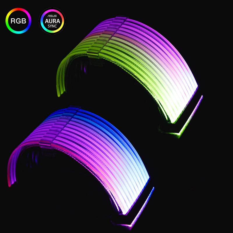 Glowing Cable Motherboard Synchronized 24Pin RGB Male to Female Extension Supply Cable 200mm for Rainbow Color