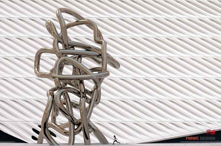Custom Printing SCULPTURE Abstract Intertwining Metal Sculpture with Complex Structure