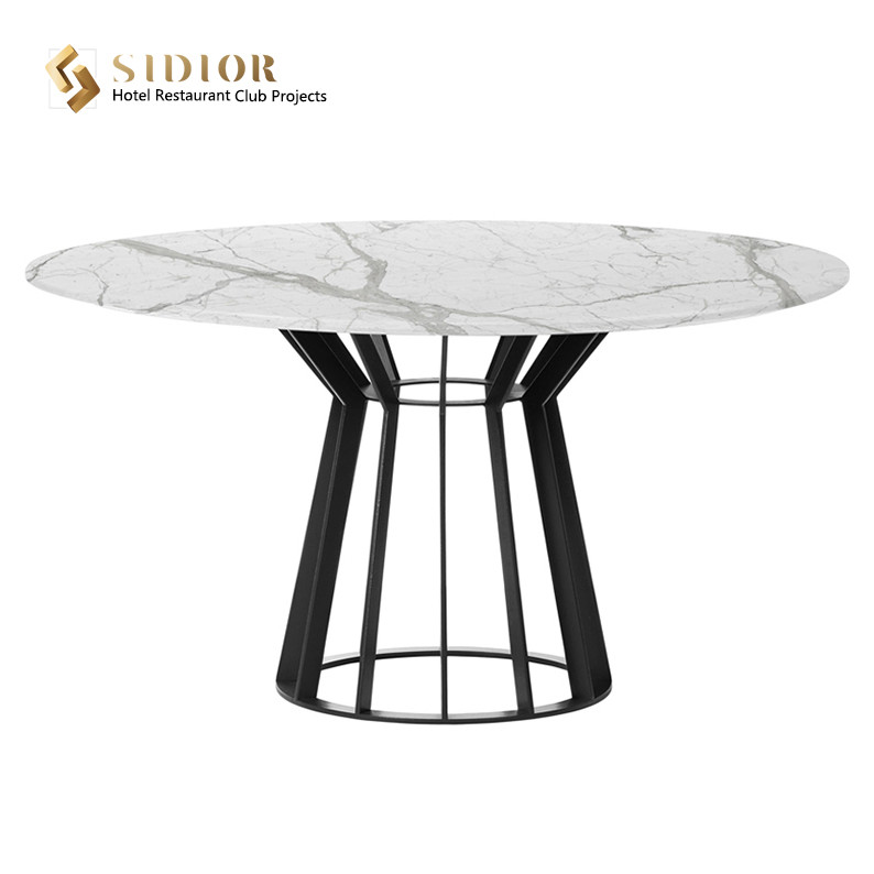 Canteen Dinning Desk, Restaurant Table Desk, Buffet Dinning Table, Man Made Marble Top, Powder Coated Base