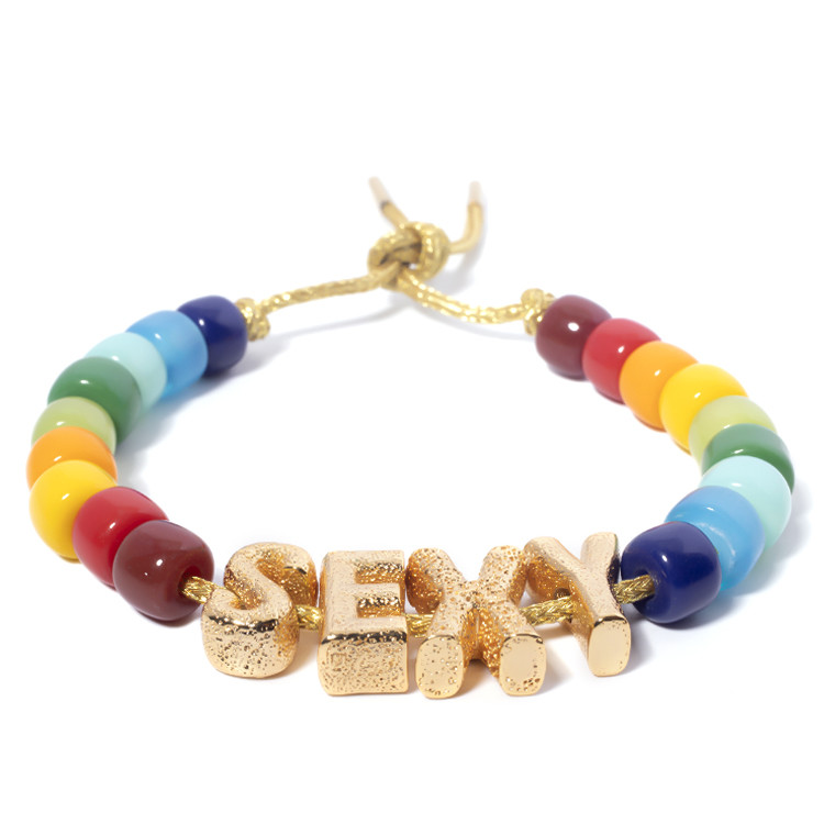 Initial Letter Bohemian Name Forte Beads Bracelet With 14k Gold Plated Brass Beads