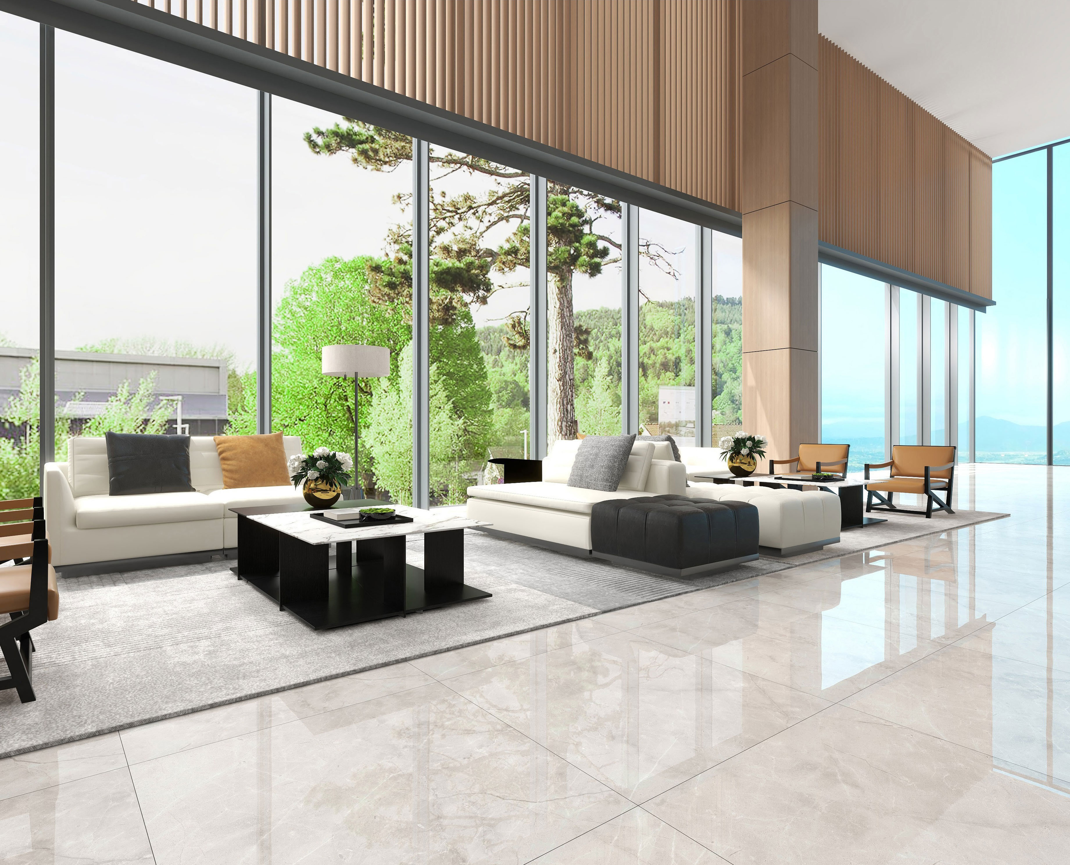 Light Brown Eco-friendly and Elegant 1000x1000mm Porcelain Glazed Polished Tiles For Project