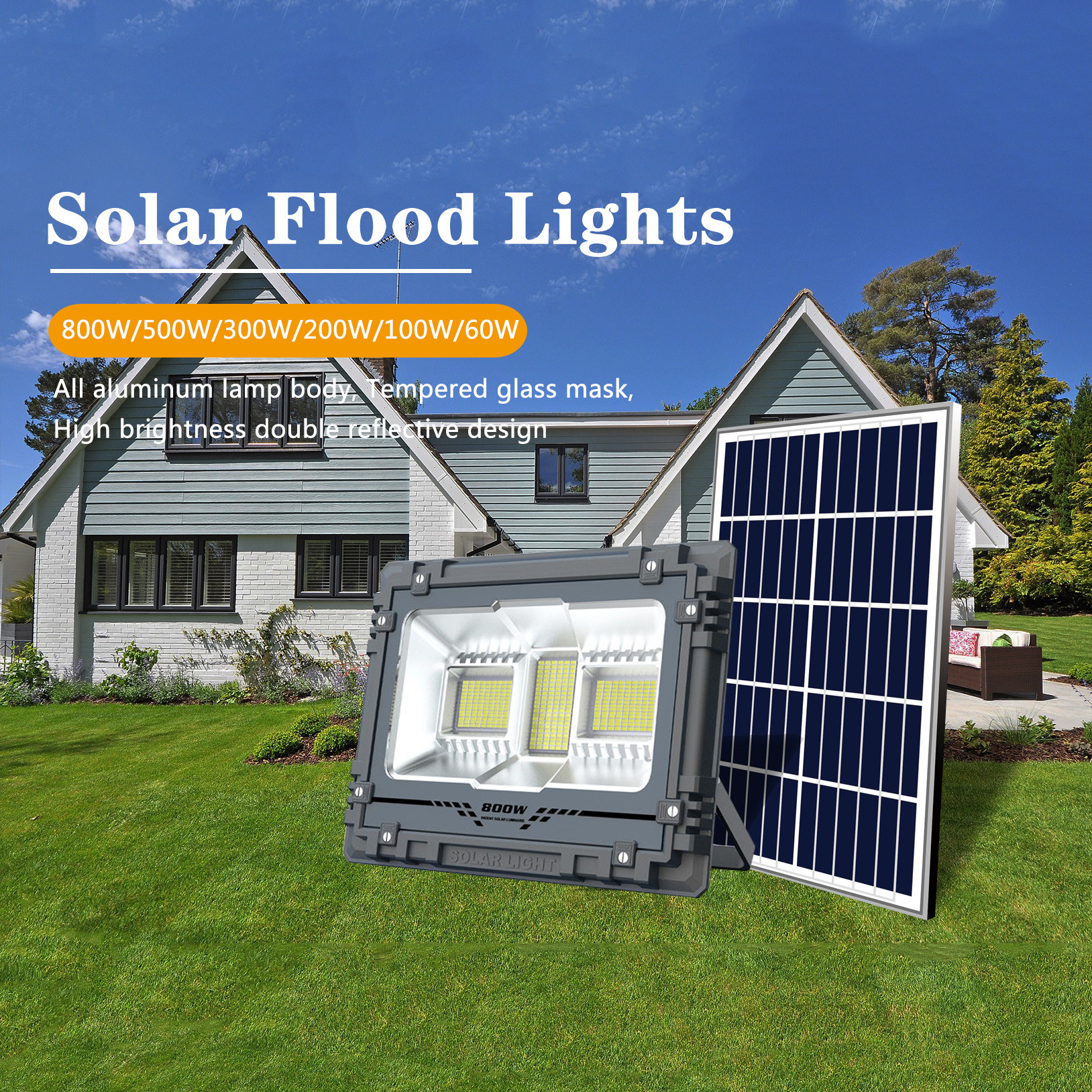 RGB Led Solar Flood Light 200w 300w 500w 800w Solar Building Light