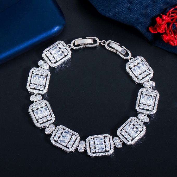 Luxury Stackable Statement Gold Bangle for Women Wedding Cubic Zircon Crystal CZ Dubai Silver Plated Bracelets Bracelet