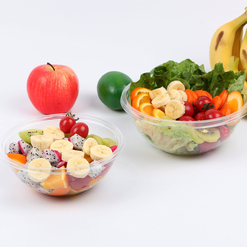 Recyclable Plastic Disposable Container Salad Tray Food / Fruit Bowl With PET Lid