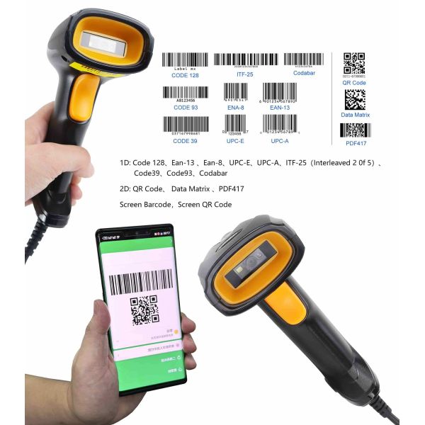 Customized Handheld QR Code Scanner CMOS 2D 1D Barcode Scanner Wired
