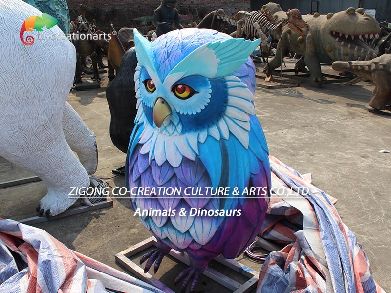 Programmable Fiberglass Animatronic Owl For Amusement Park