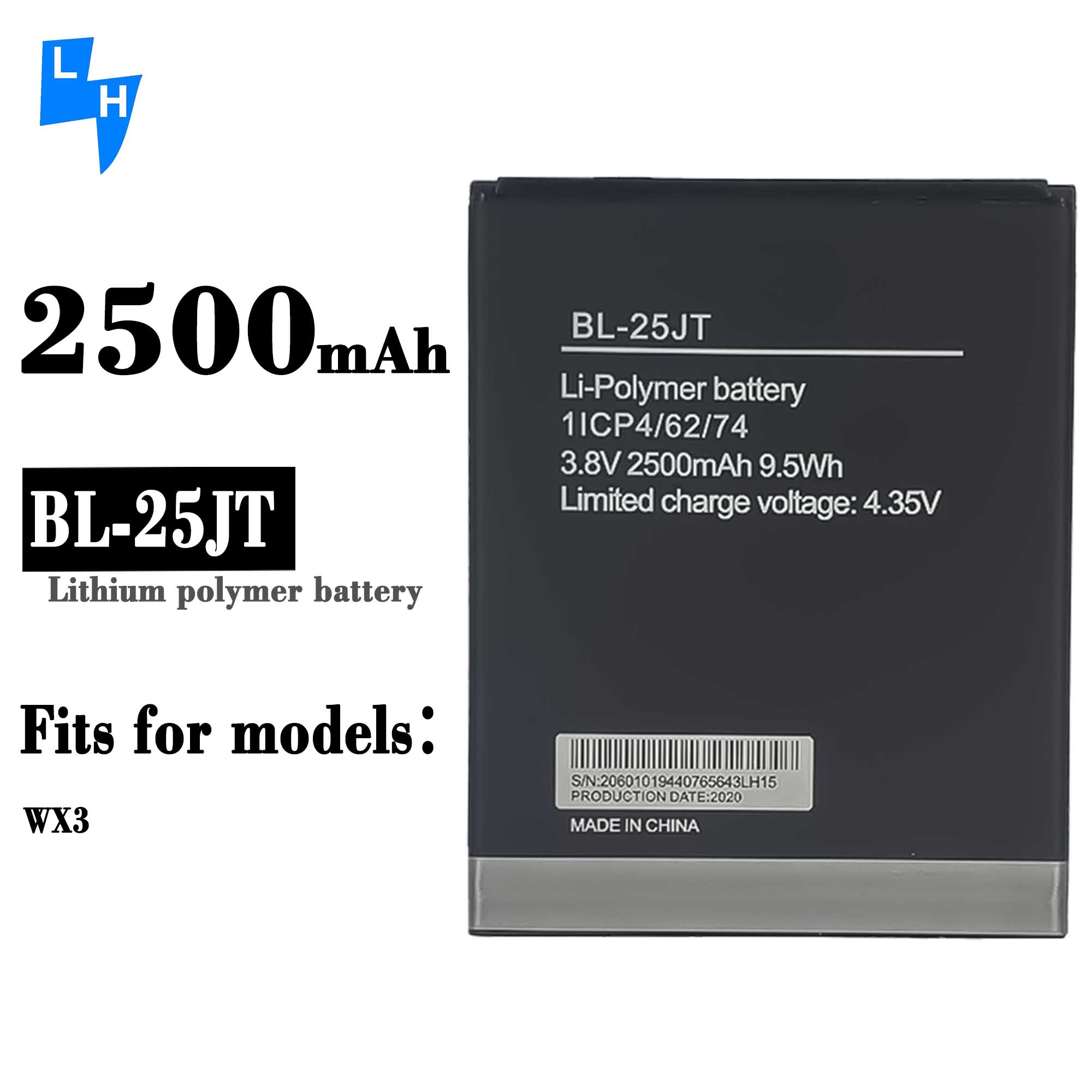 RECHARGABLE BL-25JT WX3 battery 2500mAh Mobile phone Battery for Tecno WX3 RECHARGABLE