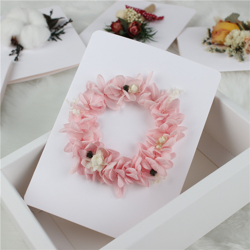 Custom Color Dried Flower Cards , Handmade Floral Cards For Valentine's Day Present