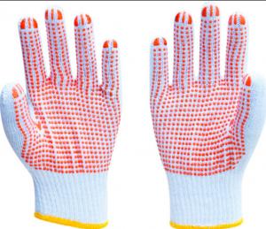 Quality PVC Dots Coated Cotton Knitted Hand Gloves , White Cotton Knit Gloves For Safety Working for sale