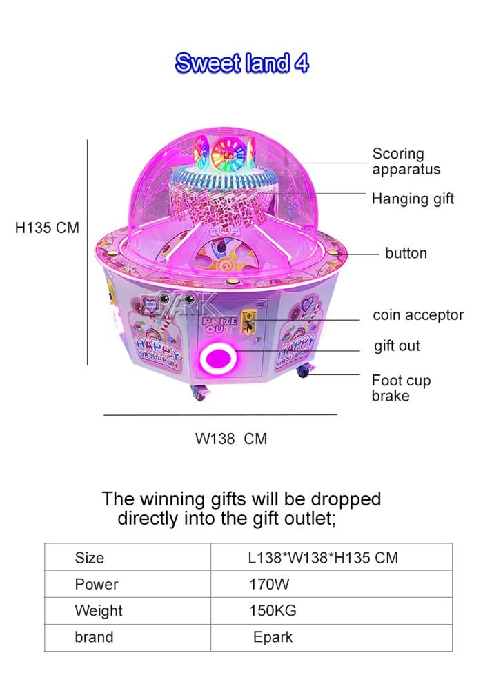 Happy Gashapon Coin Pusher Popular Candy Machine Indoor Playground Cotton Candy Maker