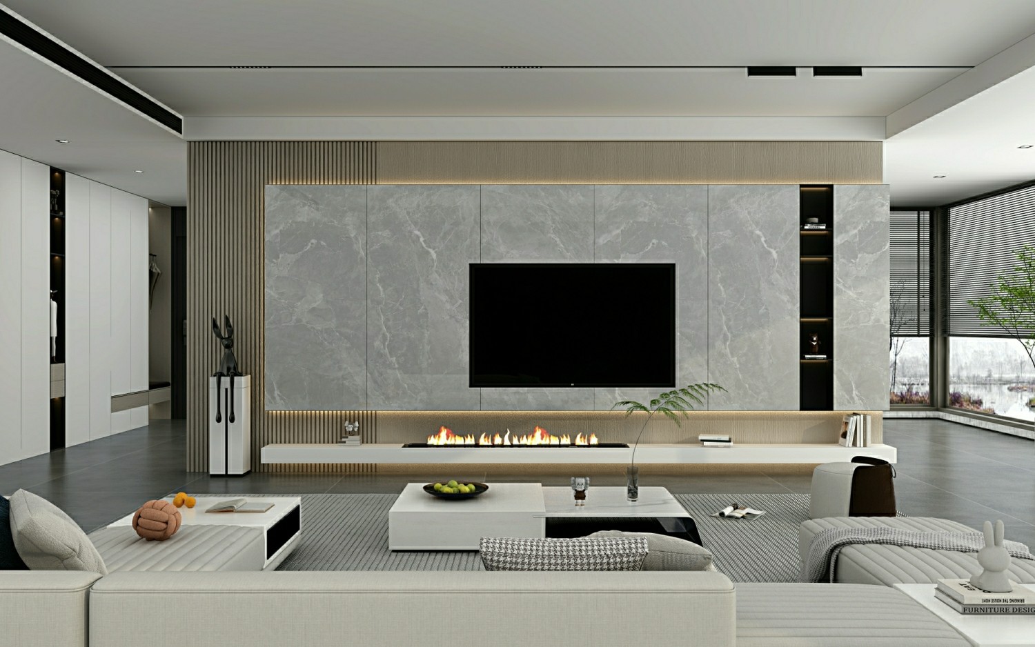 Retro Stunning 900x1800x9mm Grey Marble Look W.A 0.5% Outdoor Floor Glazed Polished Porcelain Tile For Bathroom