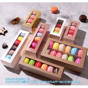 Macaron Packaging Boxes With Clear Window Gold Without Macarons Inside Rose Gold
