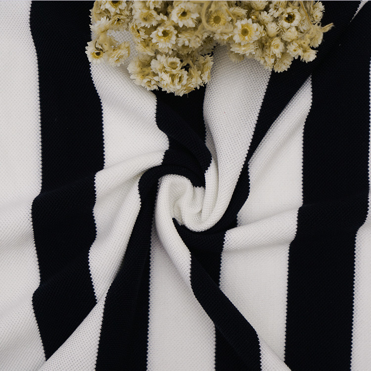 Smooth Striped Textured Fabric , Modal Hot Shell Black And White Stripe Fabric