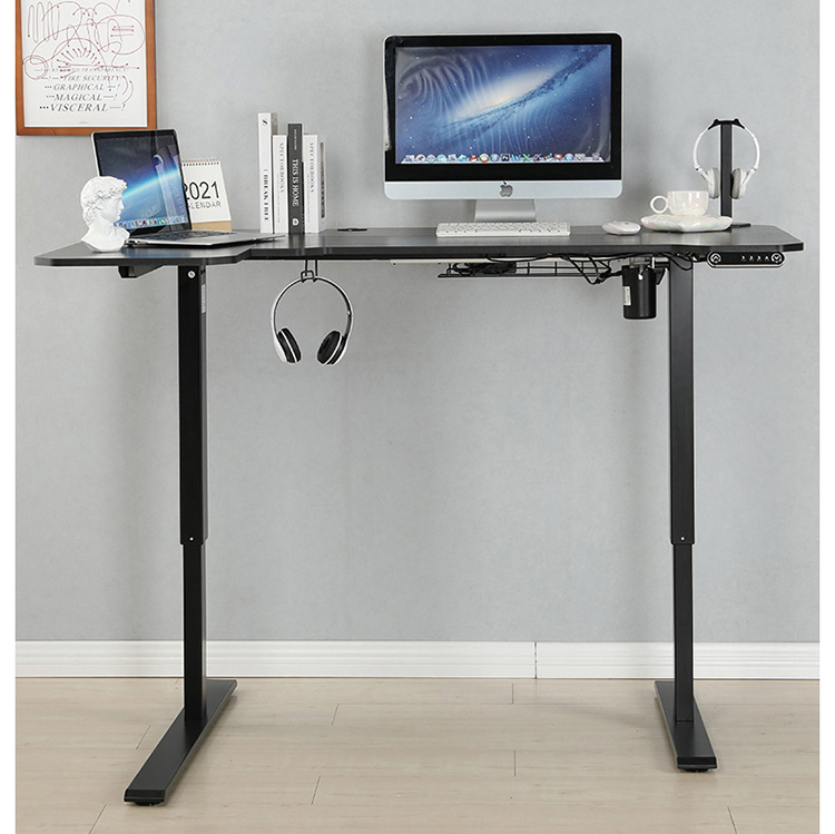 2 Stage Anti-Collision Electric Height Adjustable L-Shaped Lift Desk for Work Study